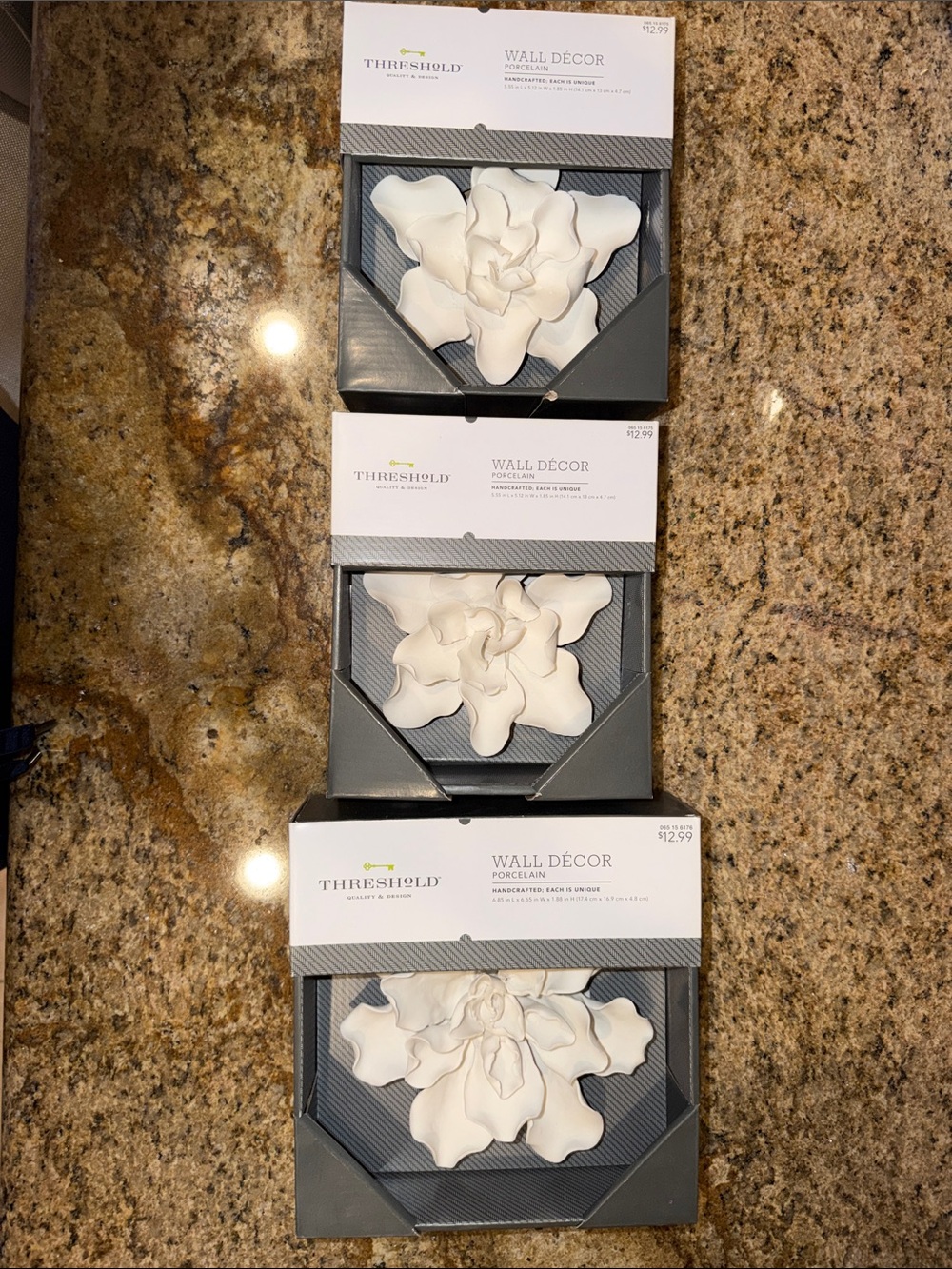 Threshold White Ceramic Floral Wall Sculptures (Set of 3)